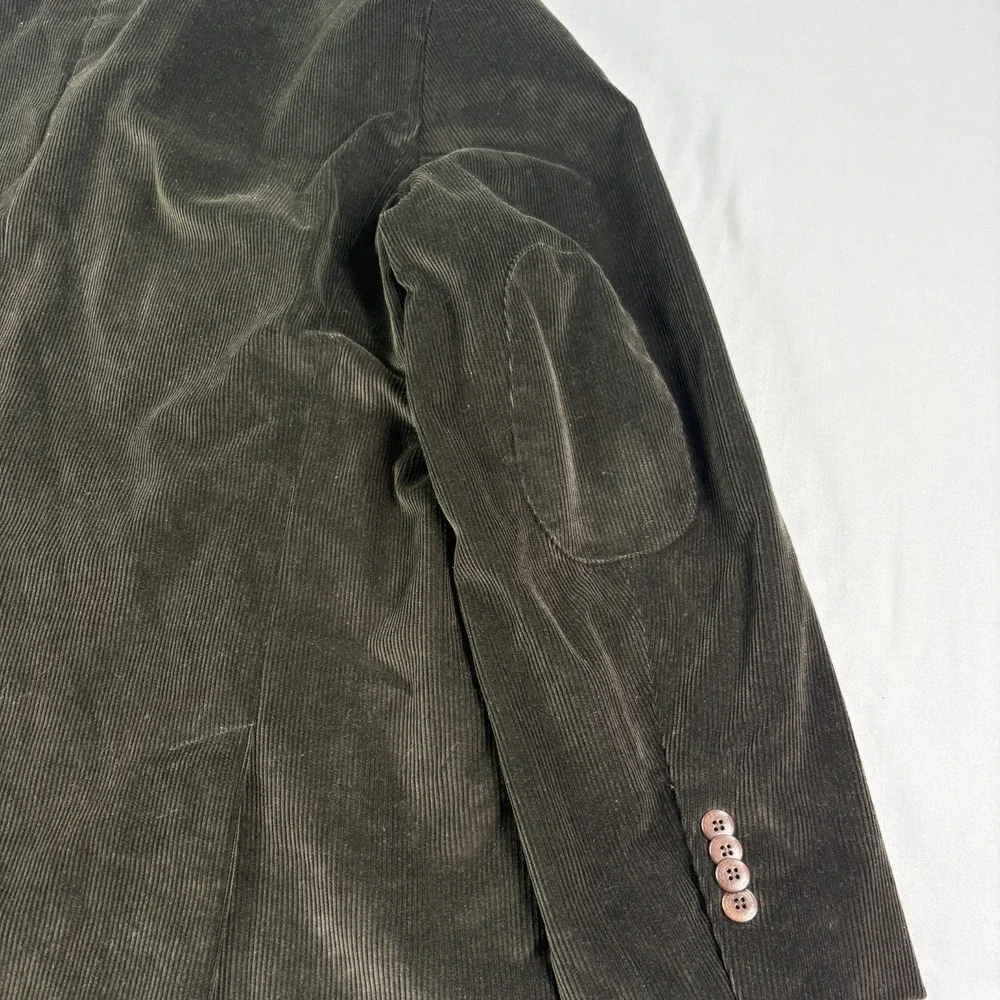 Brooks Brothers Corduroy Blazer Mens XL Green Jacket Plaid Lined Elbow Patch